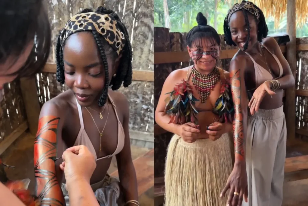 Clara Moneke em Manaus: atriz exalta cultura indígena e a base do Brasil em aldeia do Rio Negro