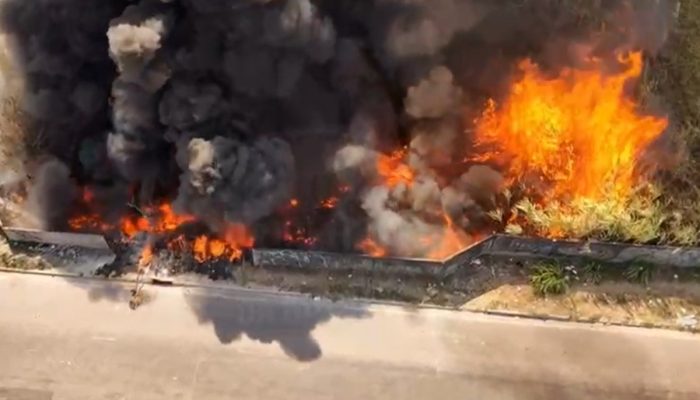Chamas intensas consomem vegetação às margens da Avenida Margarita em Manaus