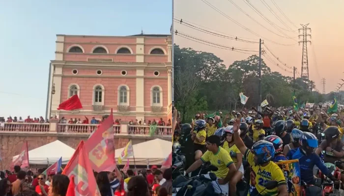 Eleições 2026 em Manaus: apoiadores de Flávio Bolsonaro e Lula realizam atos na véspera do pleito
